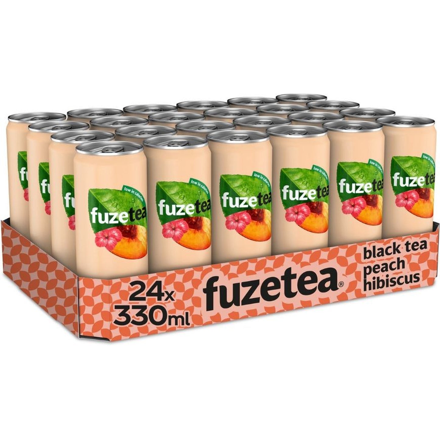 Tray Fuze Tea Black Peach Hibiscus - Sleek Can - 24 x 330 ml