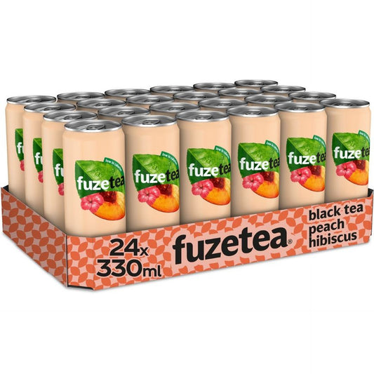 Tray Fuze Tea Black Peach Hibiscus - Sleek Can - 24 x 330 ml